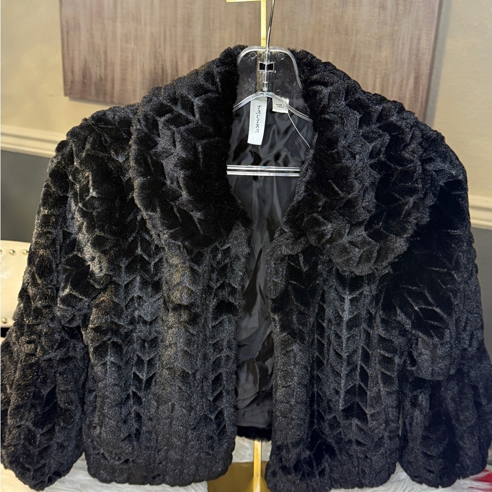 Tacera Dark Textured Teddy Jacket-New - Picture 3 of 12